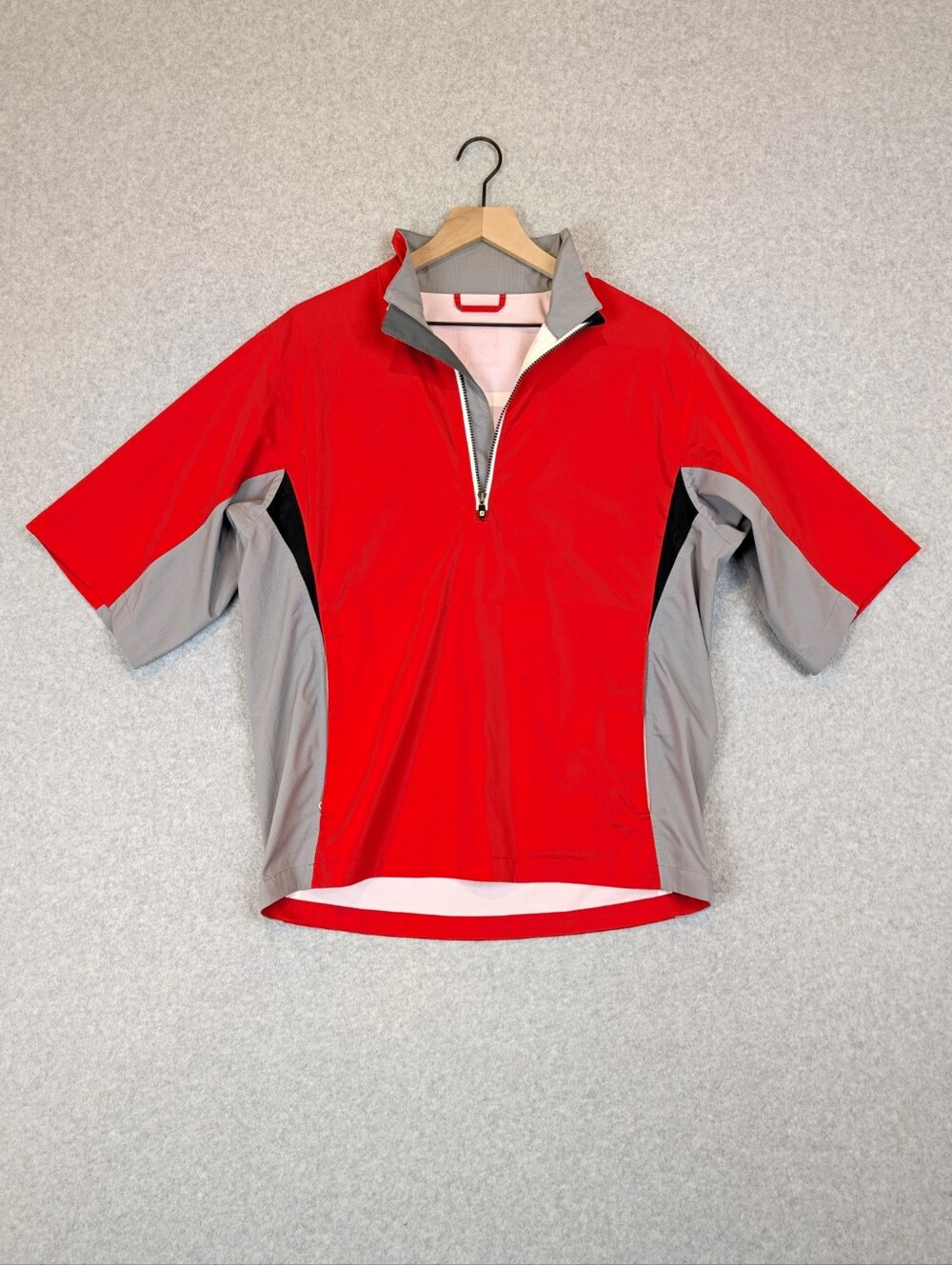 FootJoy Hydrolite Rain Shirt Men's Small Red Golf Jacket Half Zip Wind *FLAWS*
